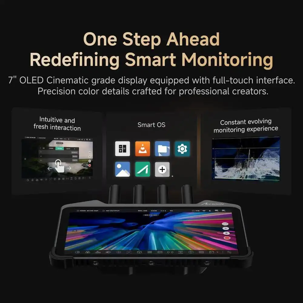 Accsoon CineView M7 Pro 7'' 1000Nits Camera Monitor 4K60 Wireless Transmitter Receiver - 3D LUT Dual Band HDMI SDI for Streaming