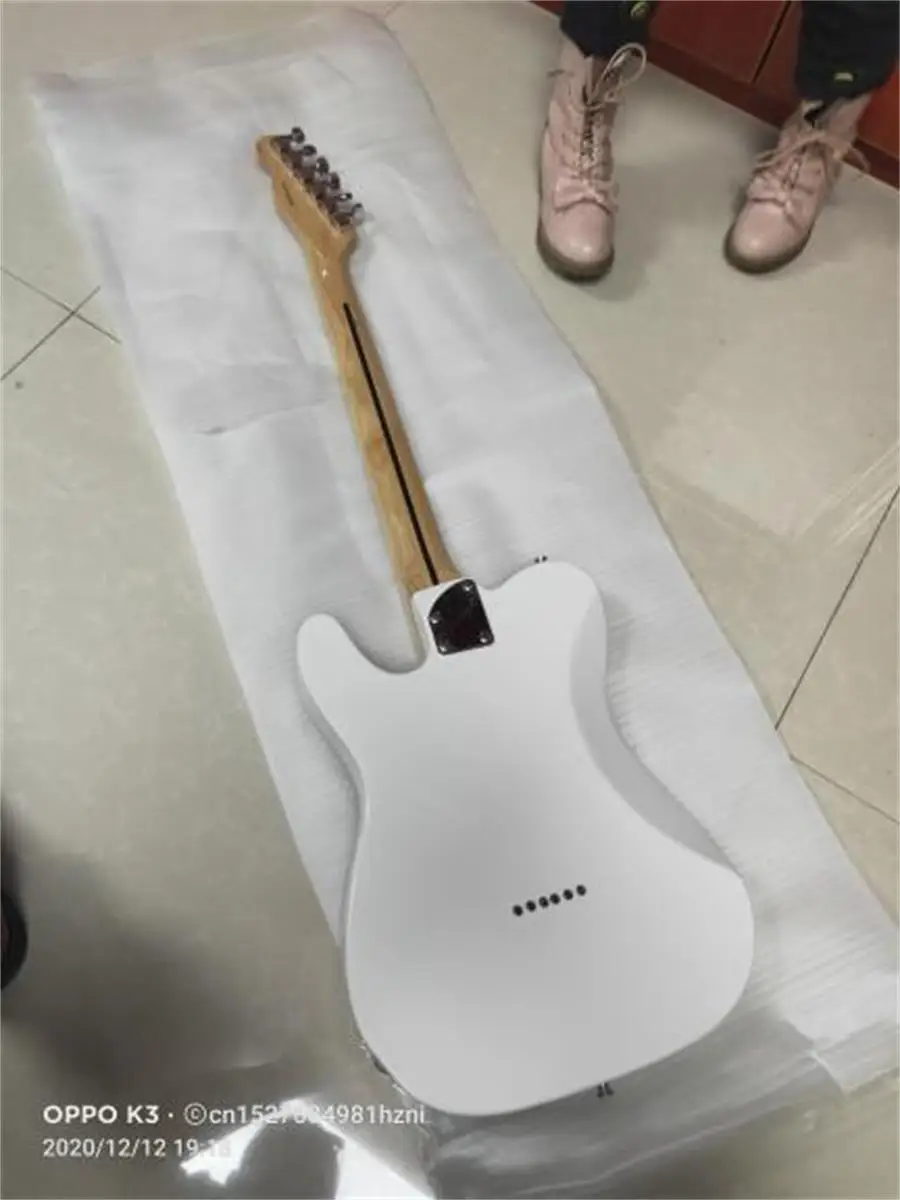 Classic style Thai electric guitar, white body, color wrap, free shipping