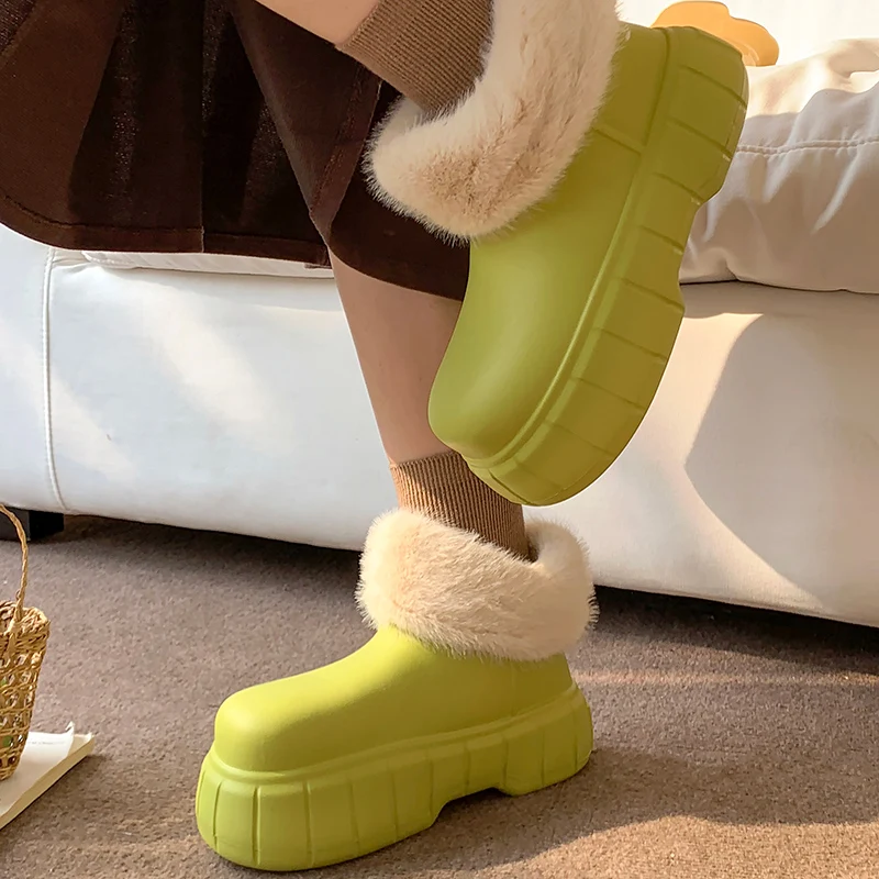 Gruby spód Platforma Pluszowe buty za kostkę Kobiety Faux Fur Wodoodporne buty śniegowe Kobieta Moda Utrzymuj ciepło Bawełna Buty zimowe Botas