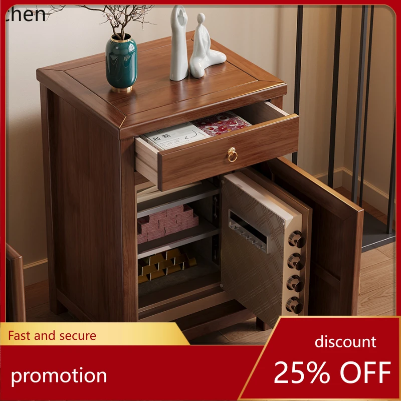 HT solid wood bedside table, safe, integrated home hidden safe, bedroom smart locker
