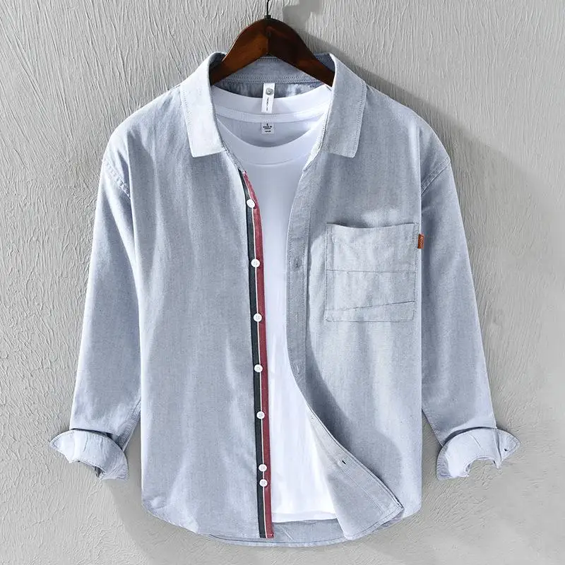 

Men's And Youth Long Sve irt Loose Fit Thiened Spring Autumn Pure Color Casual Faionable Ox Sved irt