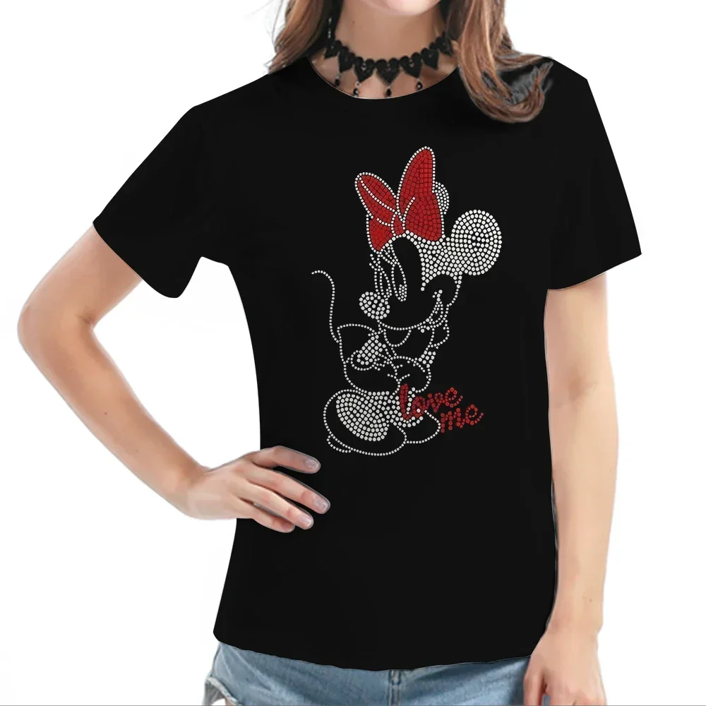 2024 Disney Minnie Mouse 3d T-shirt da donna Cute Cartoon Graphic Tees Divertente Harajuku Disney T-shirt Moda casual T-shirt femminile