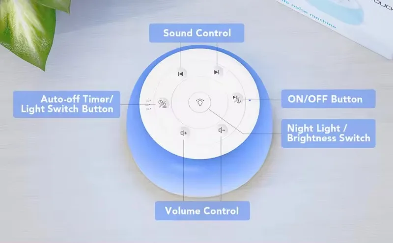 Mini White Noise Sound Machine for Baby Sleep Relaxation with 32 Levels Stepless Volume Adjustment 1800mAh battery