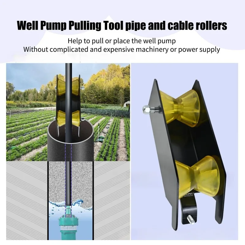 Well Pump Pipe Pulling Roller Tool Labor-Saving Installation Guide Roller for Polyethylene Pipe Hose Wire Laying