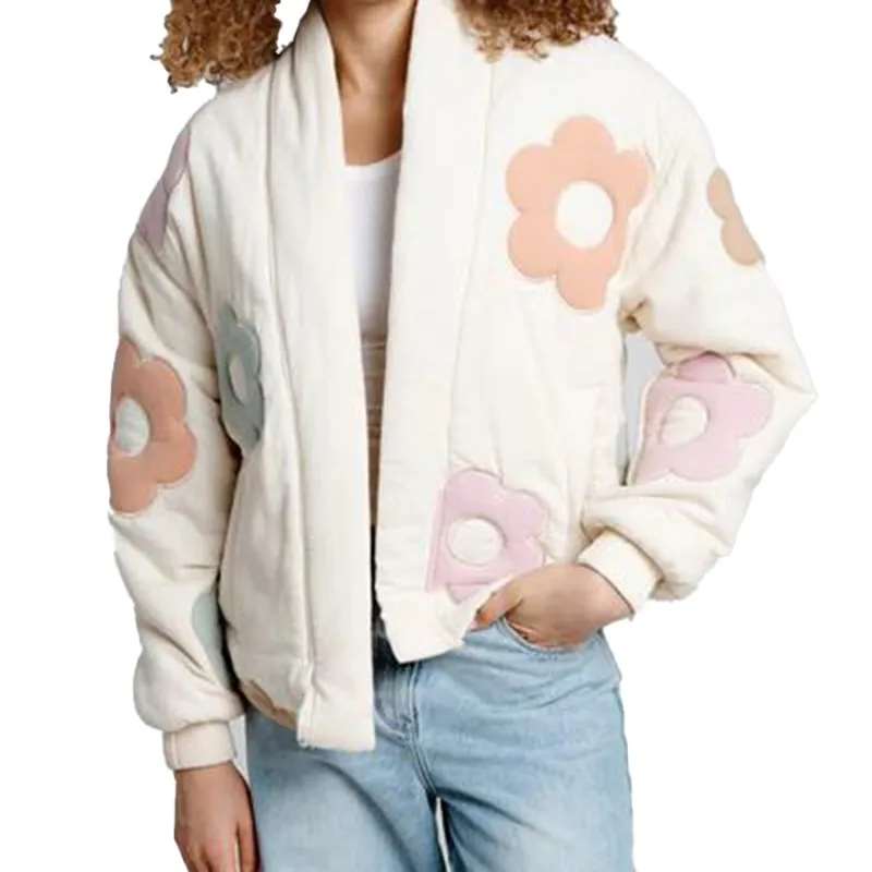 

Flower Print Lapel Fashion Winter Coat Female New Fashion Streetwear Loose Autumn Cotton Jacket Cardigan Chic Woman Clothing