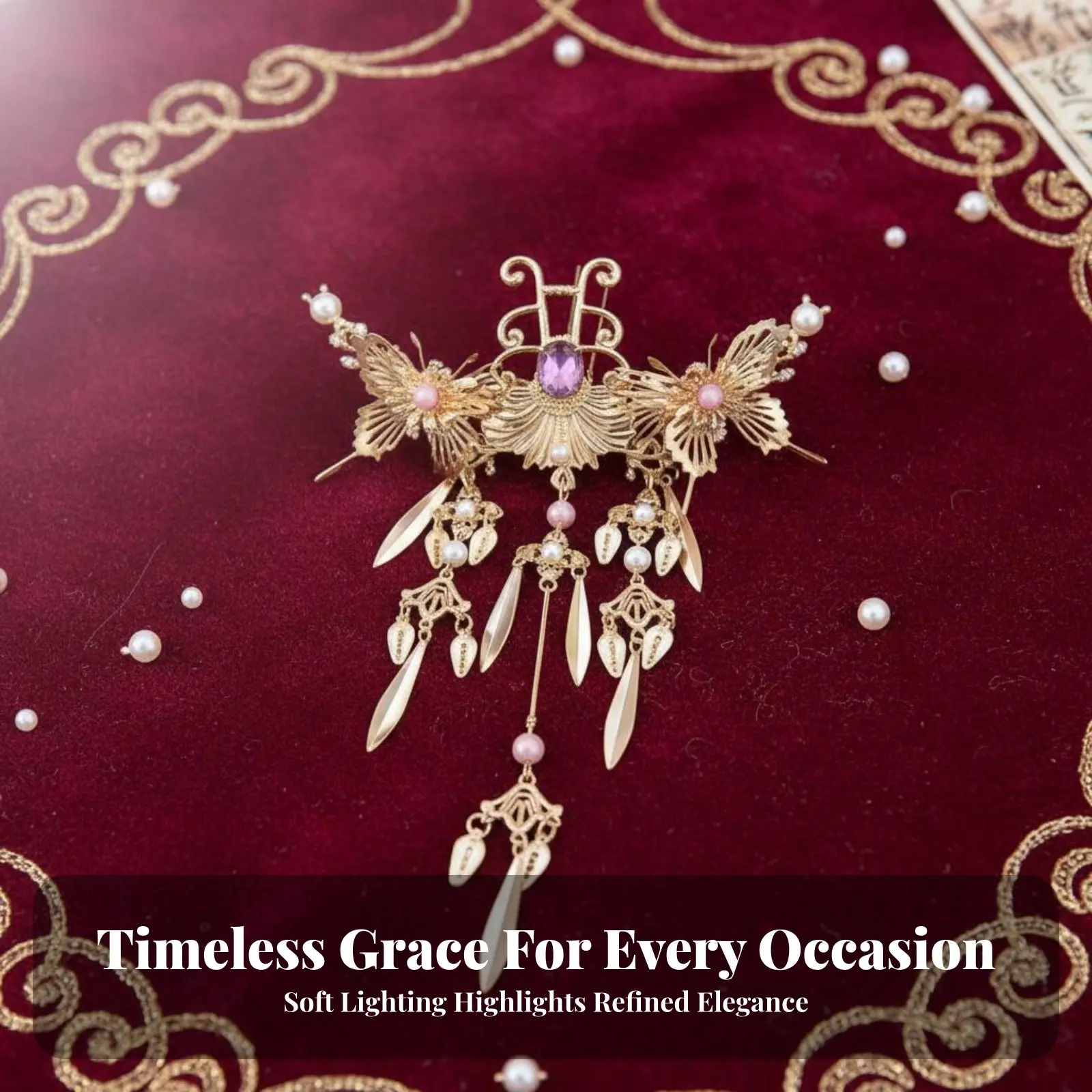 

Traditional Chinese Attire Regal Avian Hair Crown Elegant Workmanship Regal Avian Hair Crown Chinese Design Tassel Hairpin Fairy