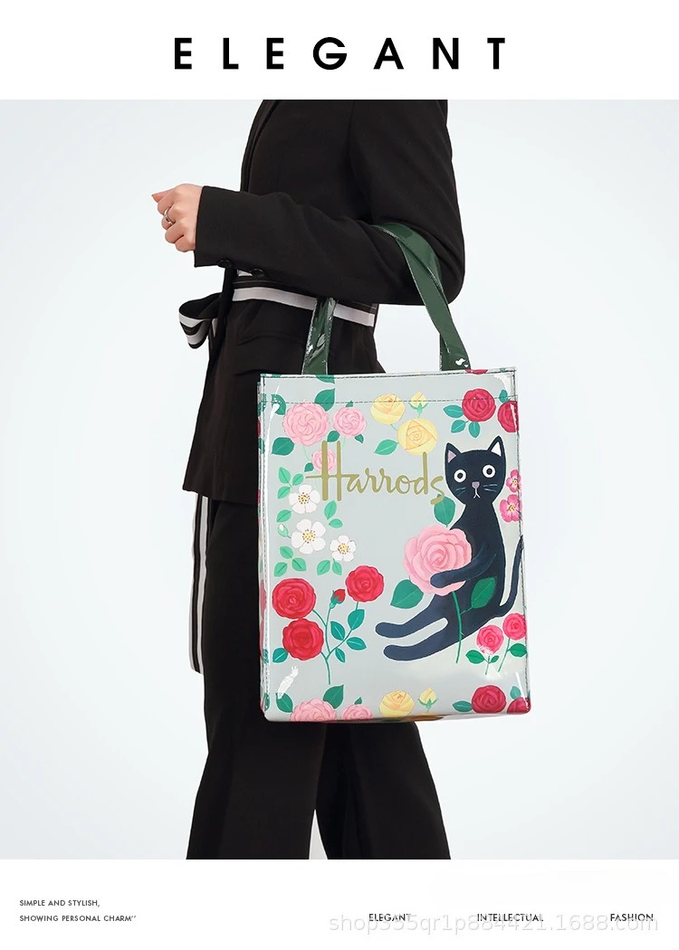 Wasserdichte PVC-Cartoon-Einkaufstasche für Damen, tragbare Schulterhandtasche für Studenten – Detail 9