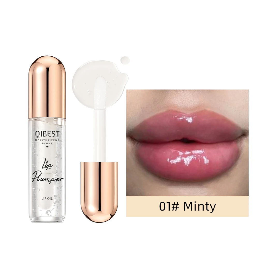 

QIBEST Lip Plumper Oil Moisturizing Transparent Glass Lip Glaze Lasting Volumising Lip Oil Repair Lip Fine Lines Lip Makeup