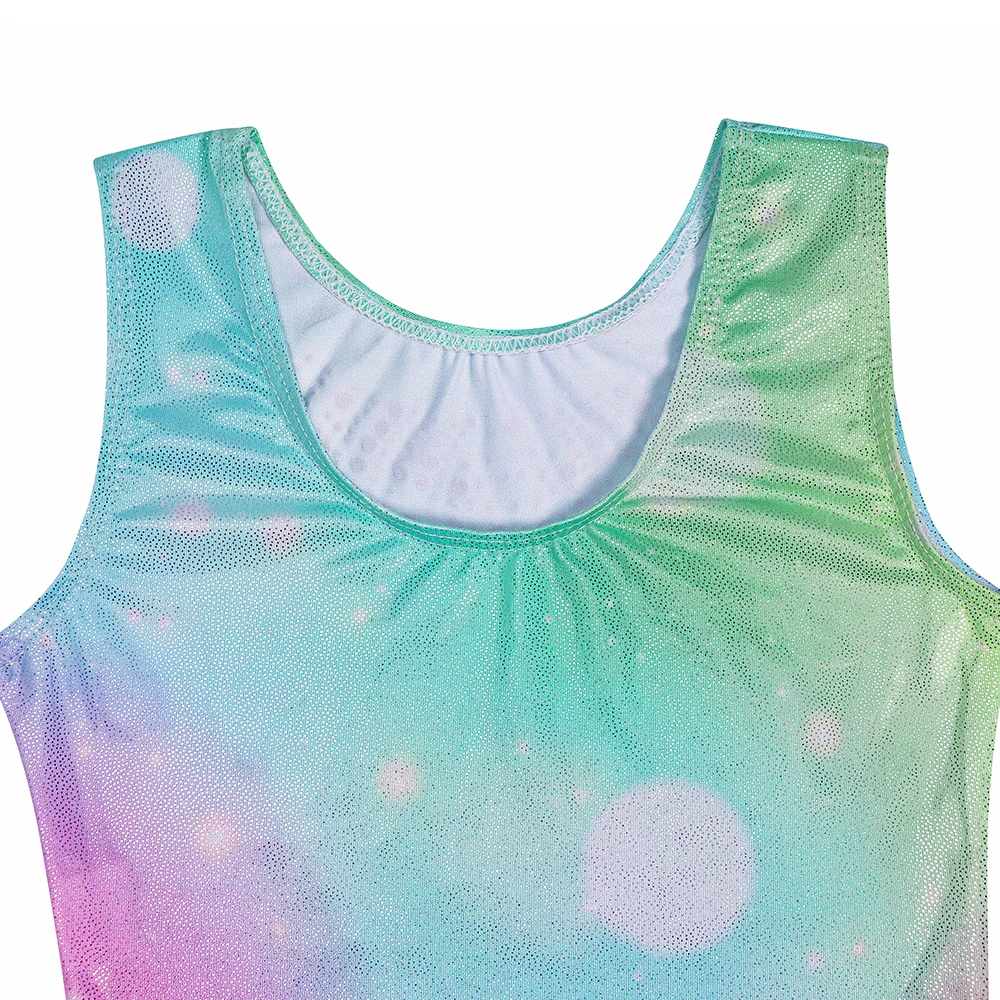 Gymnastics Leotards for Girls with Shorts Rainbow Star Tumbling Bodysuits Toddler Kids Sparkly Dance Outfits Biketard