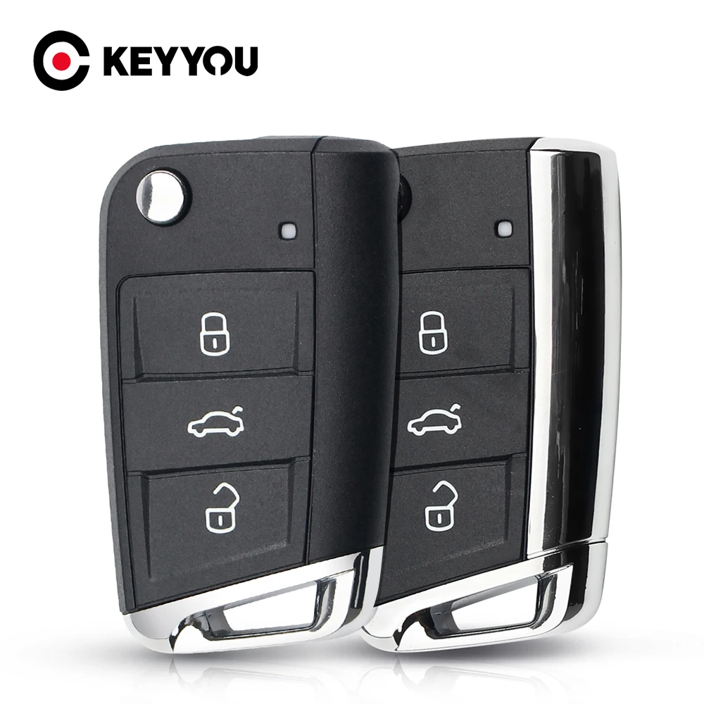 

KEYYOU Flip Remote Car Key Shell Case For Volkswagen Skoda Octavia A7 VW Golf 7 MK7 Seat Leon Passat Beetle Polo Bora 3 Buttons