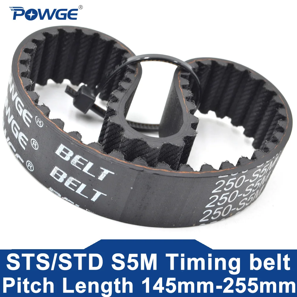 

POWGE STD S5M Timing belt Lp=145 150 155 165 170 180 190 195 200 205 210 215 220 225 230 235 240 245 250 255 Width 10-30 Rubber