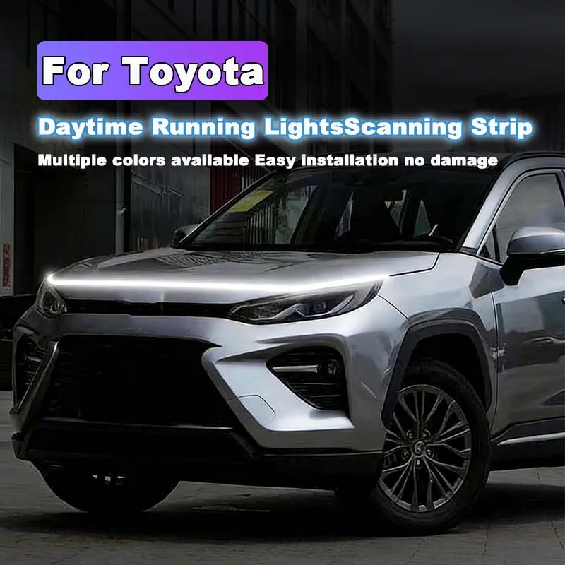 

For Toyota Venza AV Sequoia Previa Supra LED Daytime Running Light Scan Starting Car Hood DRL Guide Decorative Ambient Lamp 12V