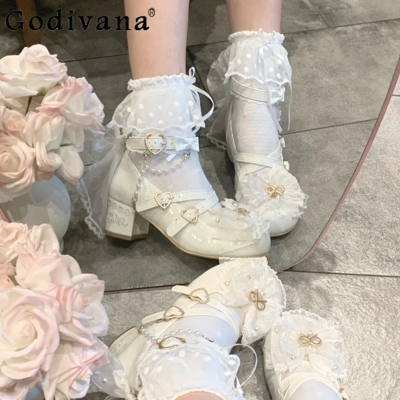

Japanese Ancient Sense Lolita Original Middle Heel Women's Single Shoes Doll Heavy Industry Gorgeous Wedding Sweet High Heels