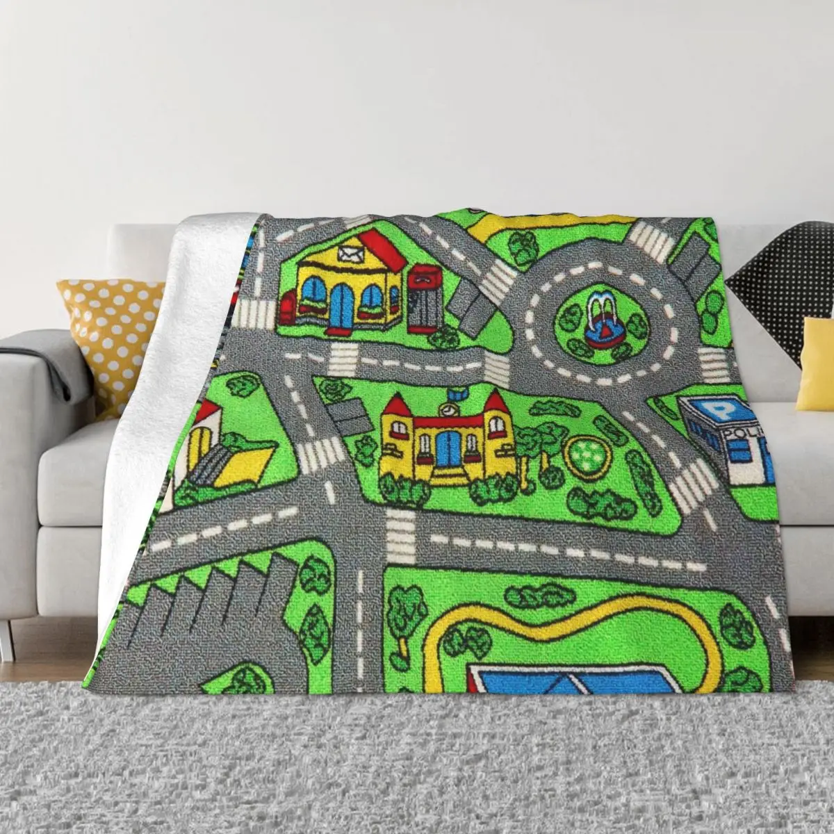 

90s nostalgia, nostalgic Track carpet Car Road Race Mat city Throw Blanket Summer Blanket Thermal Blankets For Travel