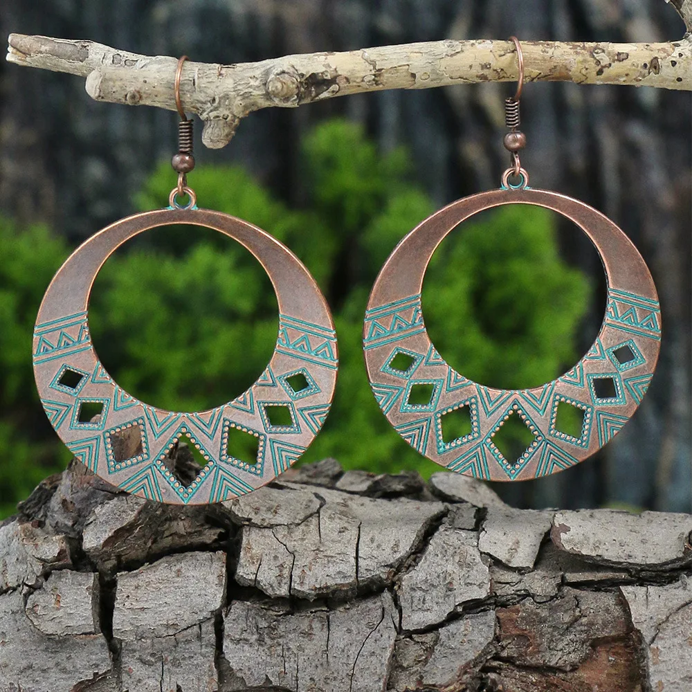 Vintage Ethnic Style Dangle Earrings for Women Bohemian Unique Leaf Tassel Round Water Drop Earring Female Jewelry Brincos