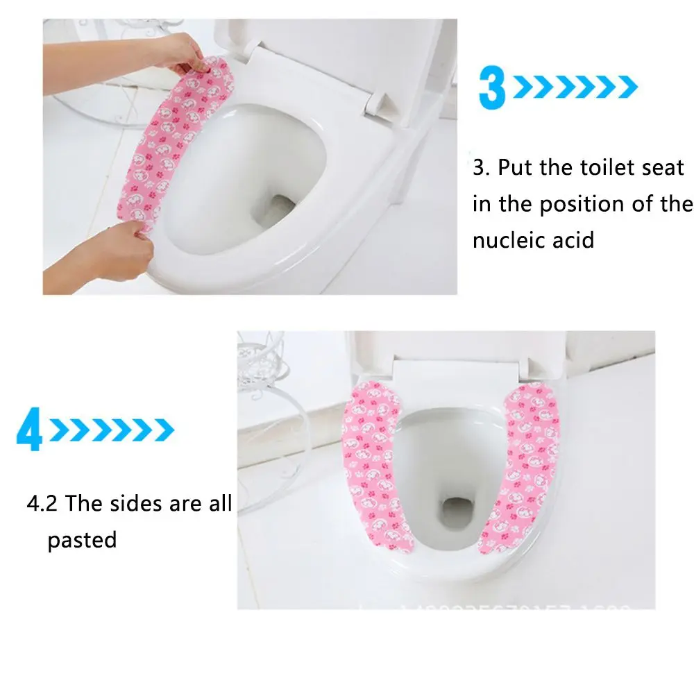 Reusable Washable Bathroom Warmer Toilet Seat Sticker Lid Pad Cloth Cover Mat Toilet Seat Cover