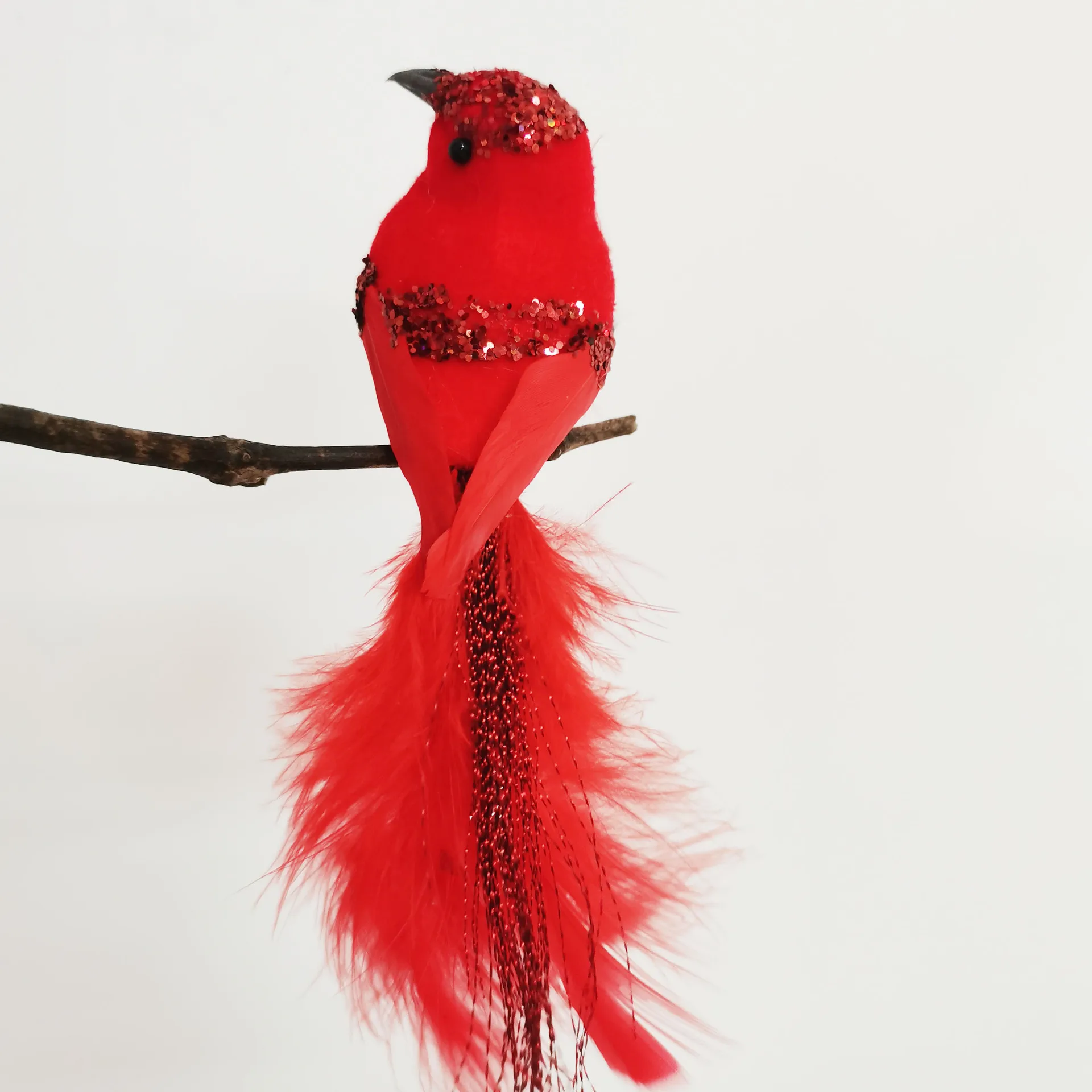 3Pcs Christmas Feather Bird Velvet Foam Feather Bird Artificial Cardinal Birds Model Home Garden Decoration Party Ornaments