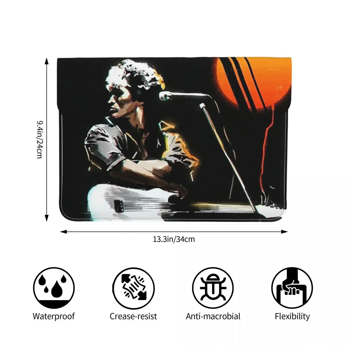 Viktor Tsoi Russia Music Rock Band Kino PU Leather Horizontal Laptop Sleeve Shockproof Soft Lining Notebook Case 13 Inch