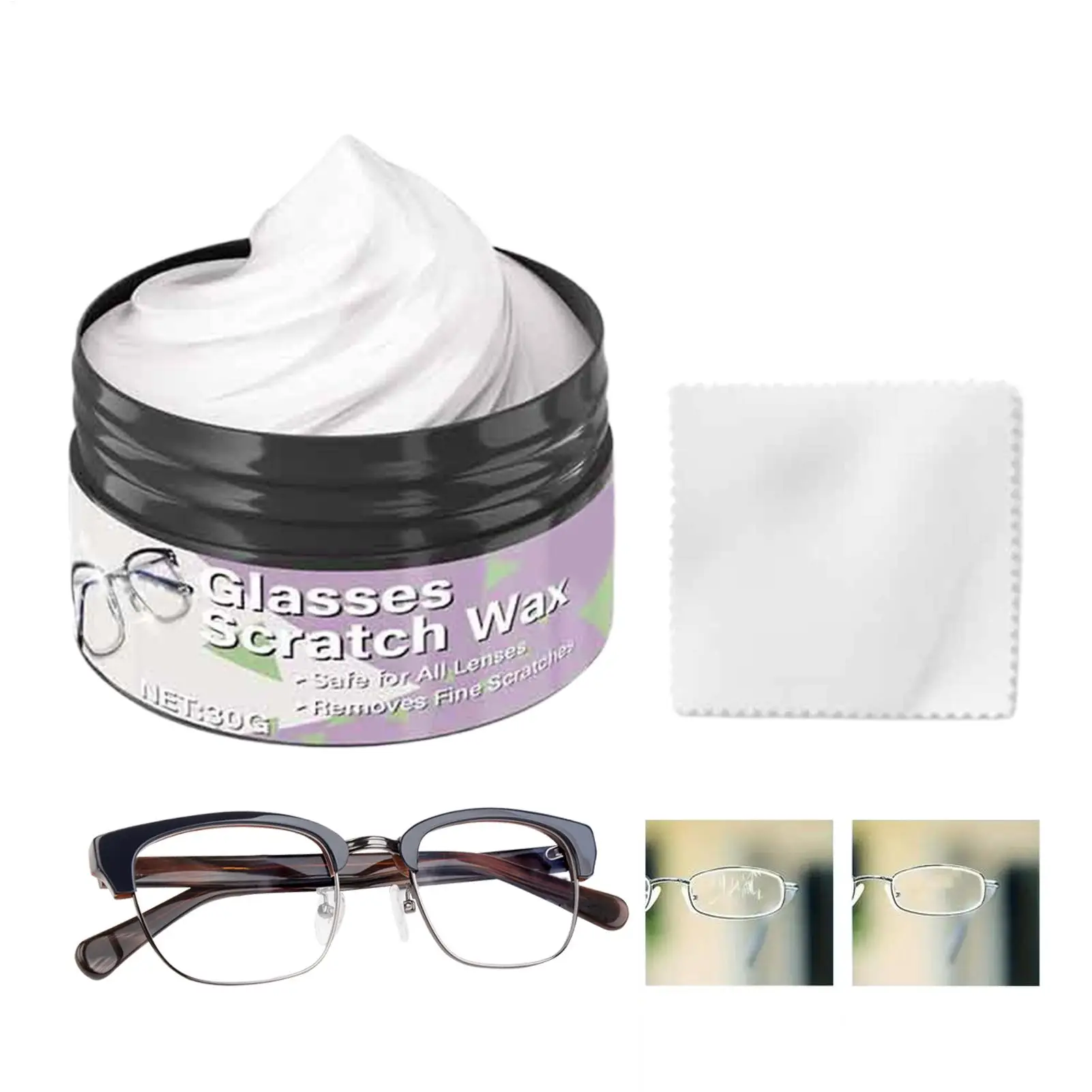 Eyeglass Scratch Remover with Sponge Long Lasting Lens Cleaner Eyeglass Cleaner Scratch Remover for Sunglasses Car Window Resin