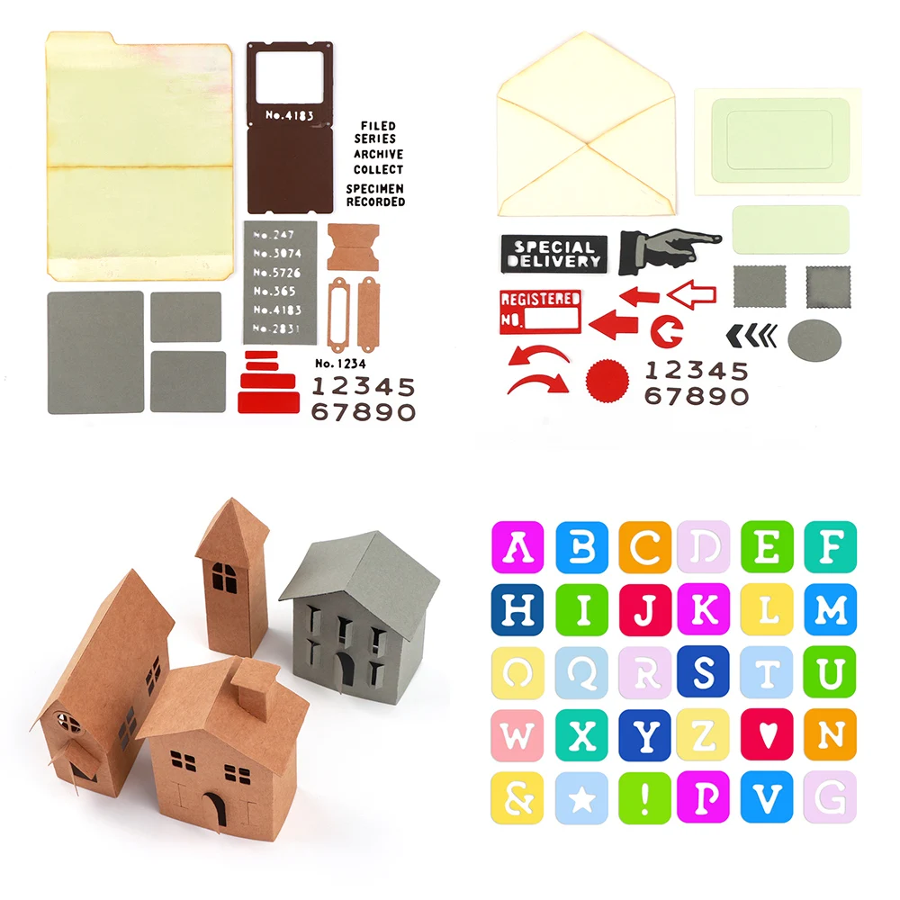 Haus Umschlag Zeichen Tags Metall Schneiden Stirbt Schablone Für Grußkarte Dekoration DIY Scrapbooking Sammelalbum Papier Foto Karten