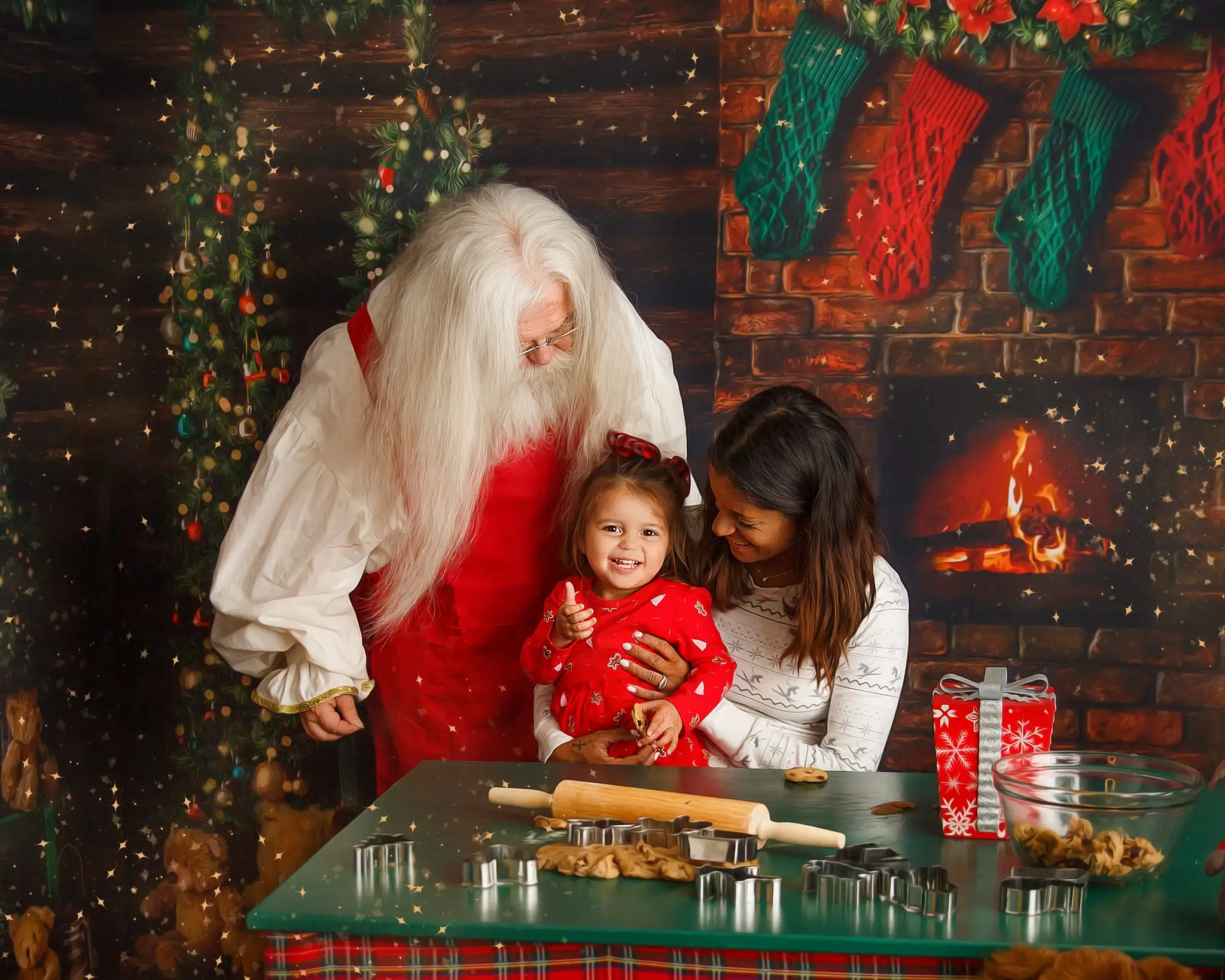 Christmas Kitchen Cupboard Backdrops Kids Family Photography Props Child Adult Photocall Decors Santa Work Station Backgrounds