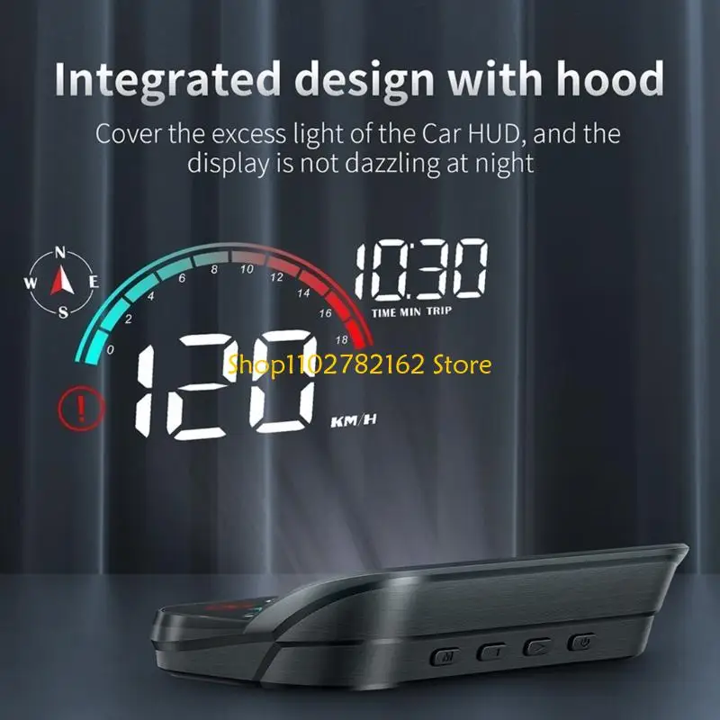 

547B Car Level OBD HUD Head Up Display LED Speedometer Speed Clock Digital Driving Overspeed Alarm Reminder Diagnostic