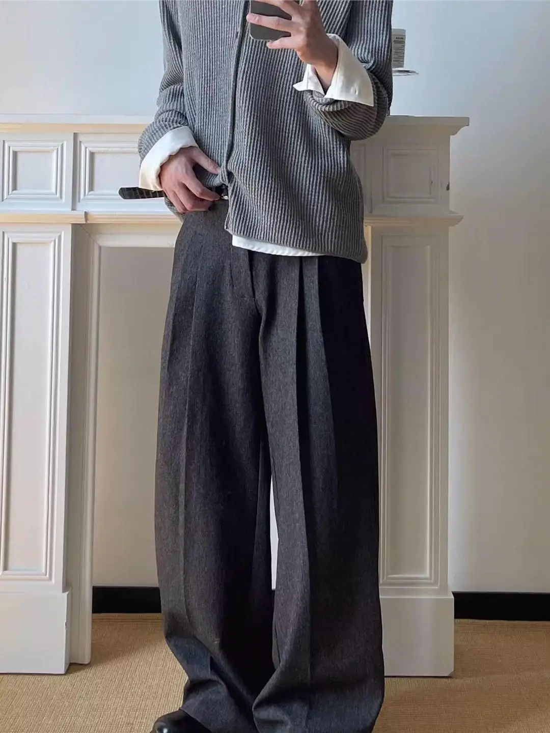 

Модные корейские широкие брюки для мужчин, свободного кроя, универсальные повседневные брюки в американском стиле, весенняя одежда для отдыха