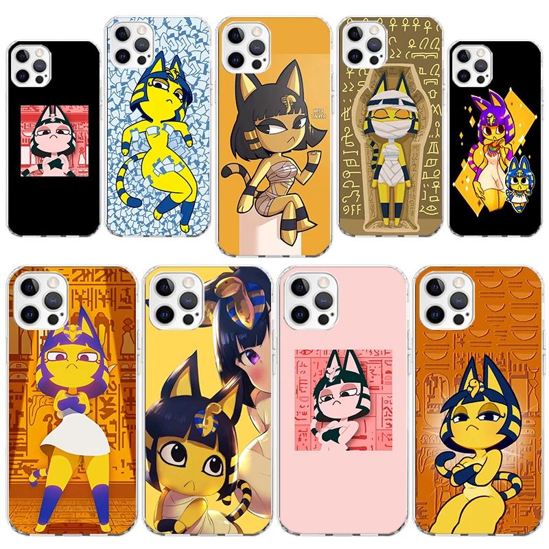 Cartoon Ankha Egypt Cat Phone Case Cover for iPhone 16 15 14 Plus 13 12 Mini 11 Pro Max X XS XR 7 8 + SE Apple Soft Shockproof S