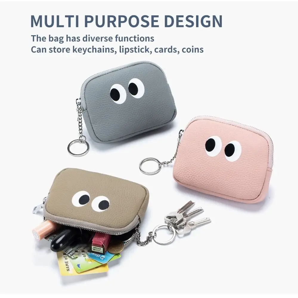 Portable Genuine Leather Wallet Bag Wear Resistant High Capacity Car Key Bag Cute Cartoon Small Hand Coin Purse Student