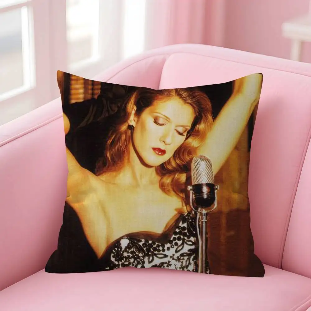 Celine Dion Schwarz-weißer, doppelseitig bedruckter Kissenbezug, kurzer Plüsch, geeignet für Wohnzimmer, Schlafzimmer, Dekokissenbezug – Detail 11