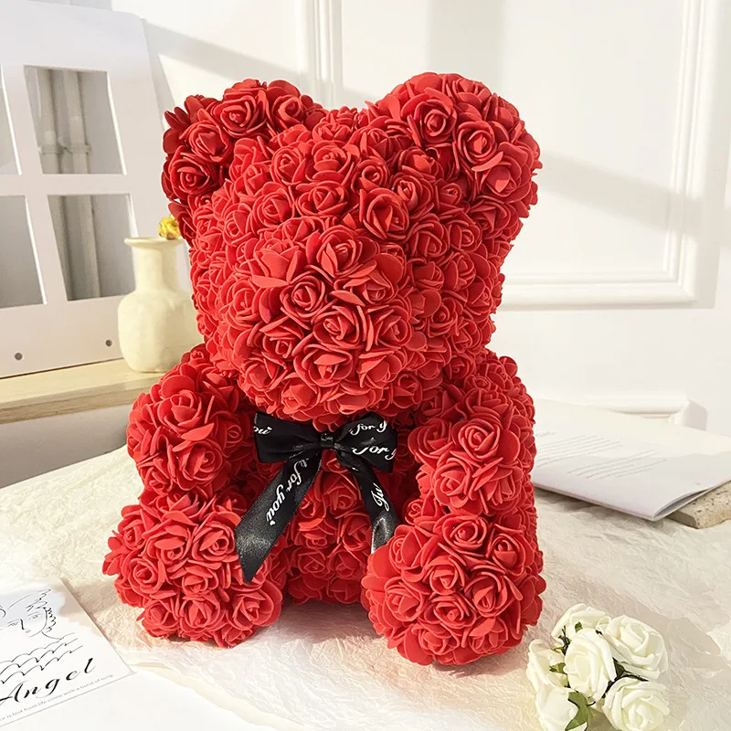 

25cm Artificial Rose Bear Teddy Bear for Mother's Day Birthday Valentine's Day Anniversary Gifts Wedding Party Decoration