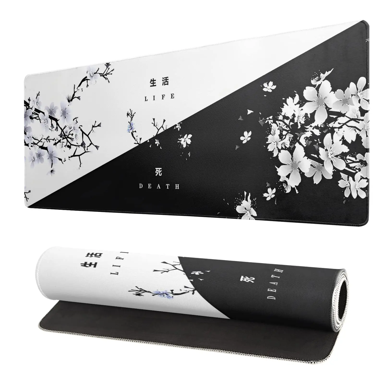 Mouse Pad Gamer Flor de Cerejeira Japonesa Sakura - Tapete Antiderrapante de Borracha com Bordas Costuradas para Teclado e Mesa