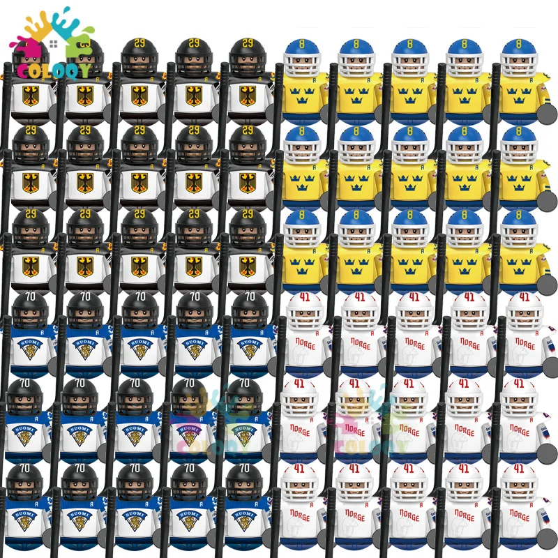

Kids Toys 10pcs/set Ice Hockey Team Building Blocks Sport Players Mini Action Figures Artillery Toys For Kids Christmas Gifts