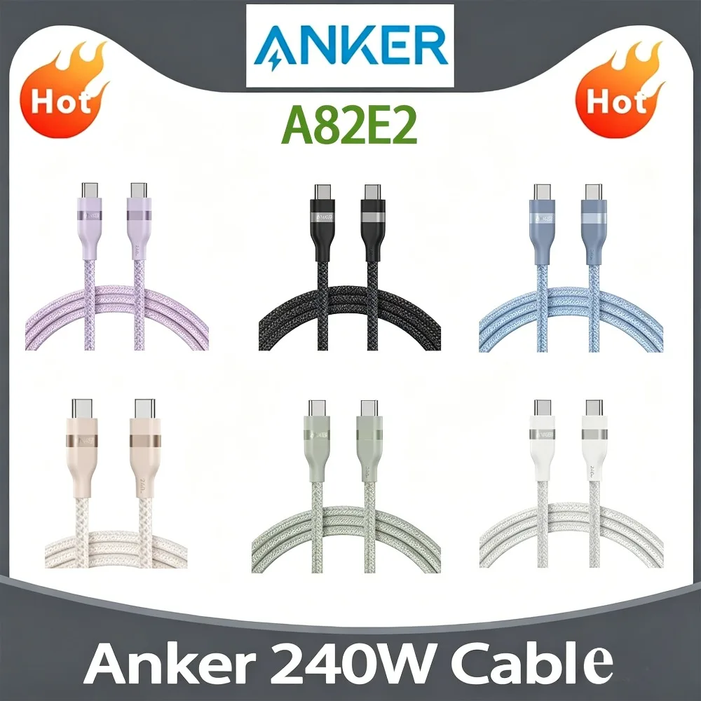 Anker A82E2 USB-C zu USB-C Kabel 240W Recyceltes Geflochtenes Schnellladekabel 3ft 6ft Optional für iPhone 16 Pro Serie