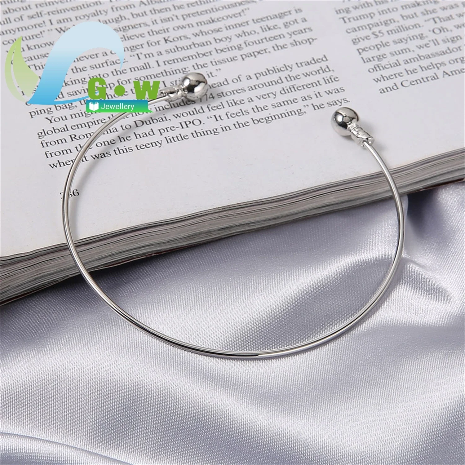 Factory Direct Korean Style Simple DIY Open Cuff Bangle Two End Ball Bracelet Gift for Girls Wholesale Accessories