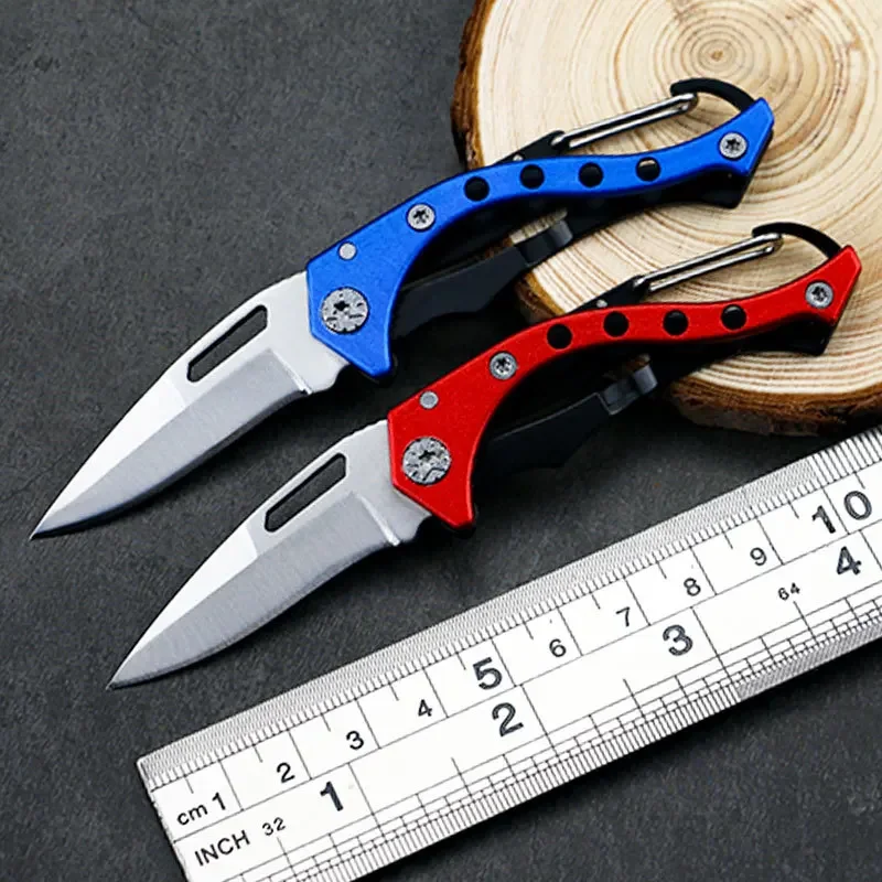 Portable Folding Knife with Stainless Steel Blade Handle, Travel Camping Cutting Tool, Holiday Gift, Keychain, Pendant