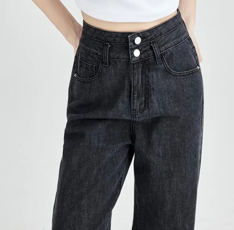 Jean Baggy Droit pour Femme, Pantalon de Bureau, Bleu Clair, Taille Haute, Design Rétro, Nouvelle Collection 2023