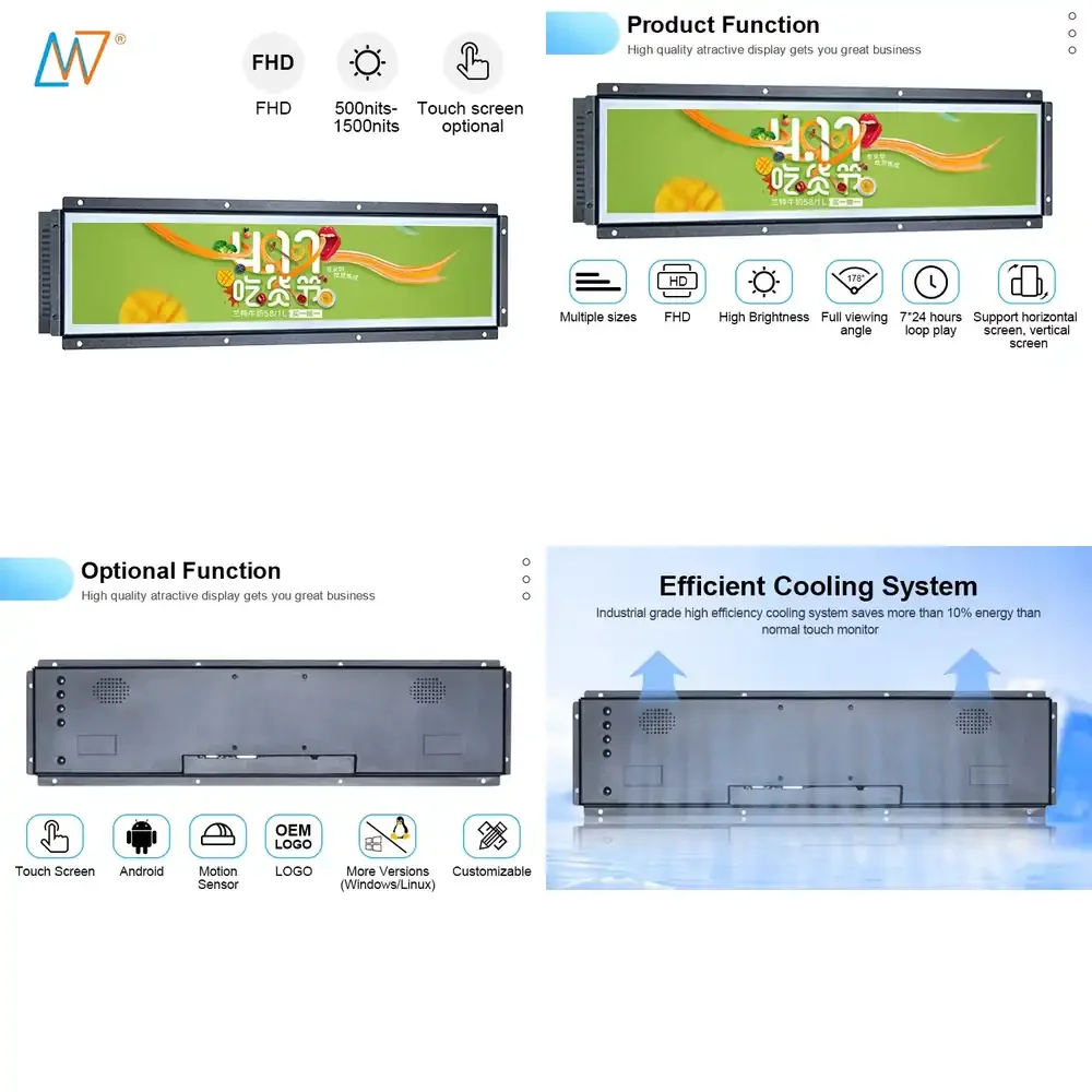 

19 Inch Open Frame for DVI VGA HD Input Ultra Wide TFT LCD Display Stretched Bar Screen for Industrial PC CCTV