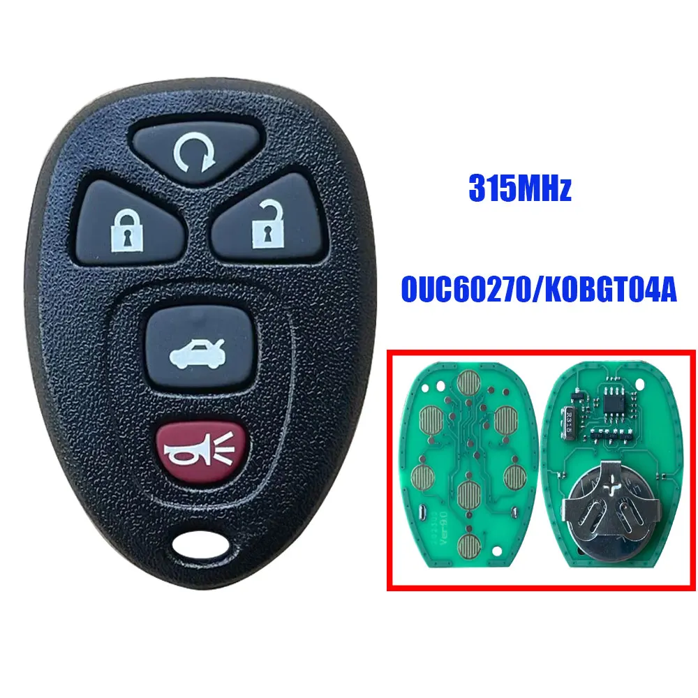 

315Mhz 5 Buttons Black Remote Keyless Entry Key Case Fob OUC60270 22936101 Fit for Chevrolet Cadillac GC 2007-2014 KOBGT04A