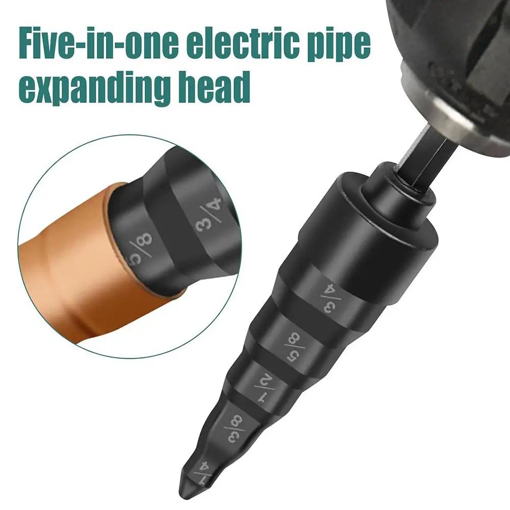 Set Alat Ekspansi Pipa Tembaga 5 in 1, Mata Bor Swaging, Kepala Pipa Listrik, Alat Perbaikan AC