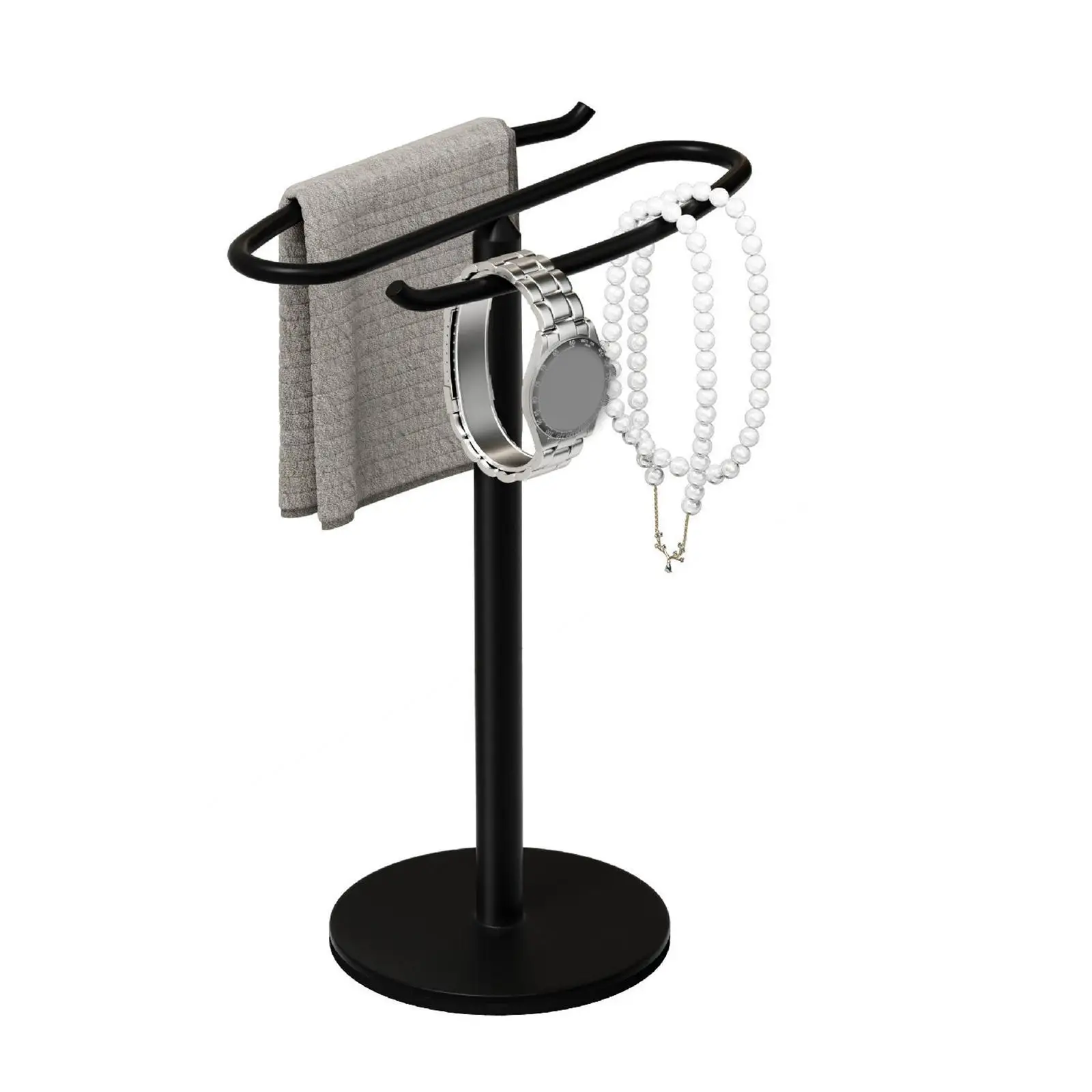 Acrylic Look Clear Style Freestanding Hand Towel Rack Stainless Steel T Bar Countertop Bathroom Organizer for Home