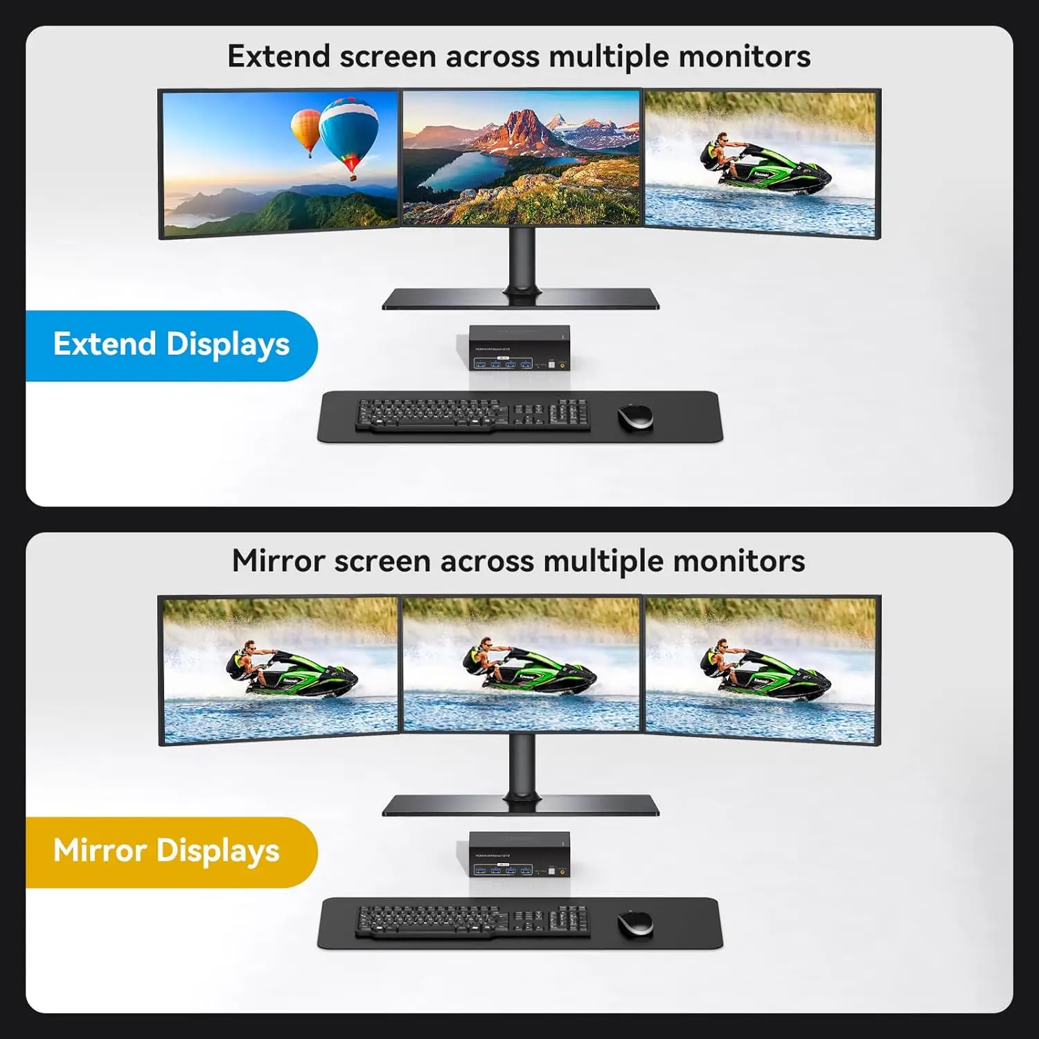 Imagem -04 - Switch Kvm Hdmi e Displayport Monitores Porta de Display dp 1.4 para Pcs ou Laptops Compartilhar Monitor Triplo 8k