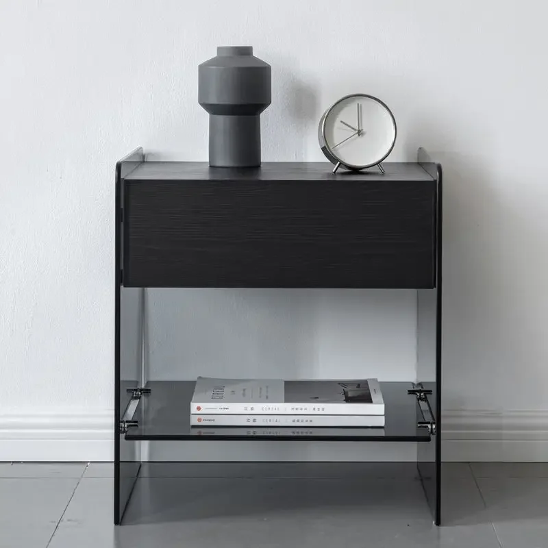 Minimal tempered glass smart bedside table Nordic light luxury living room side few modern simple bedside locker
