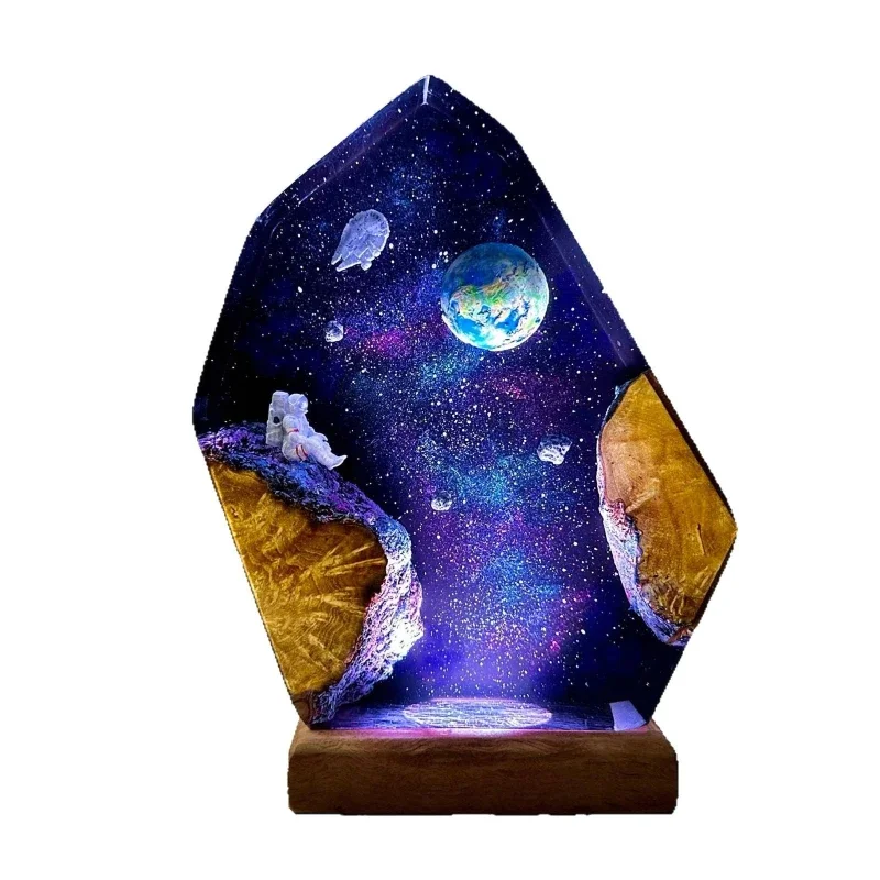 

Interstellar Epoxy Lamp Cosmic Space Night Lamp, Resin Wood Space Galaxy Lamp Gift to Her