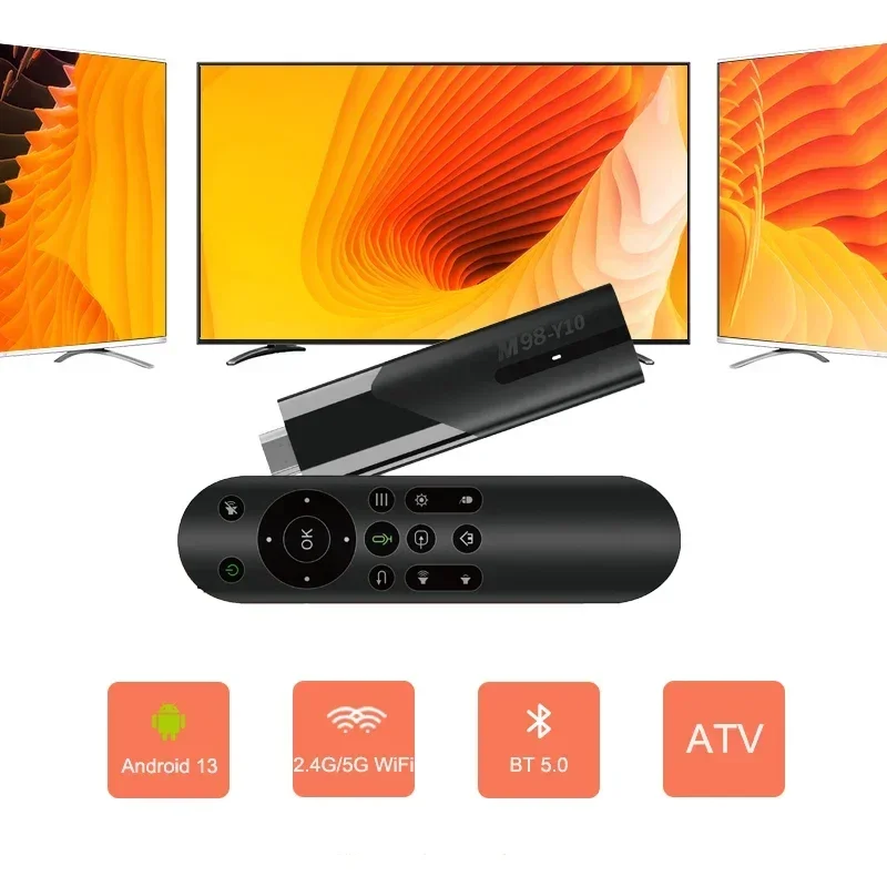 

5G Dual Wifi HDR10 6K Media Player TV Box M98 Y10 Smart TV Stick Android 13 BT 5.0 ATV Allwinner H618 2.4G