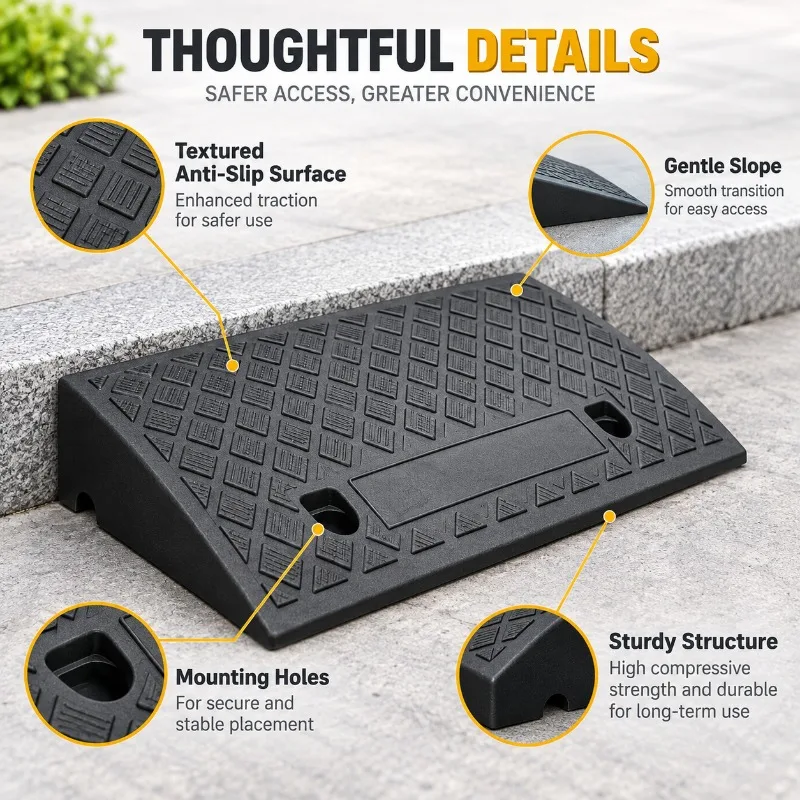 1-2PCS 8cm Plastic Kerb Ramp Non-Slip Threshold Ramp for Car Bicycle Wheelchair, Portable Curb Ramp for Smooth Transitions