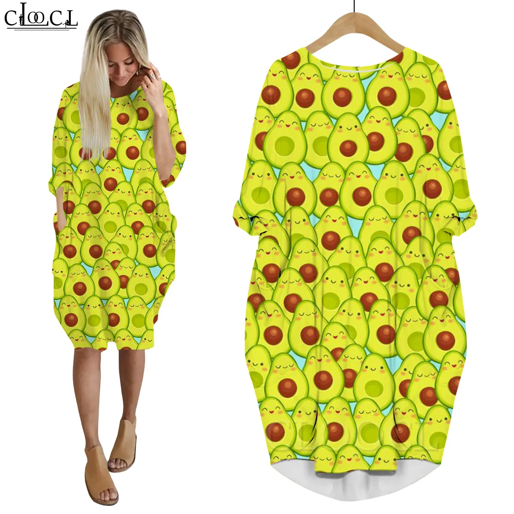 CLOOCL Dresses for Women Trendy Pullover Shirt Dress Loose Fitting Long Sleeve Vestidos Tomatoes Printing Dresses Oversized