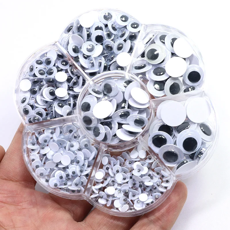 800Pcs Black Wiggle Googly Eyes with Self-Adhesive 4/5/6/8/10/12mm Mixed Packaging ,3 Years and up