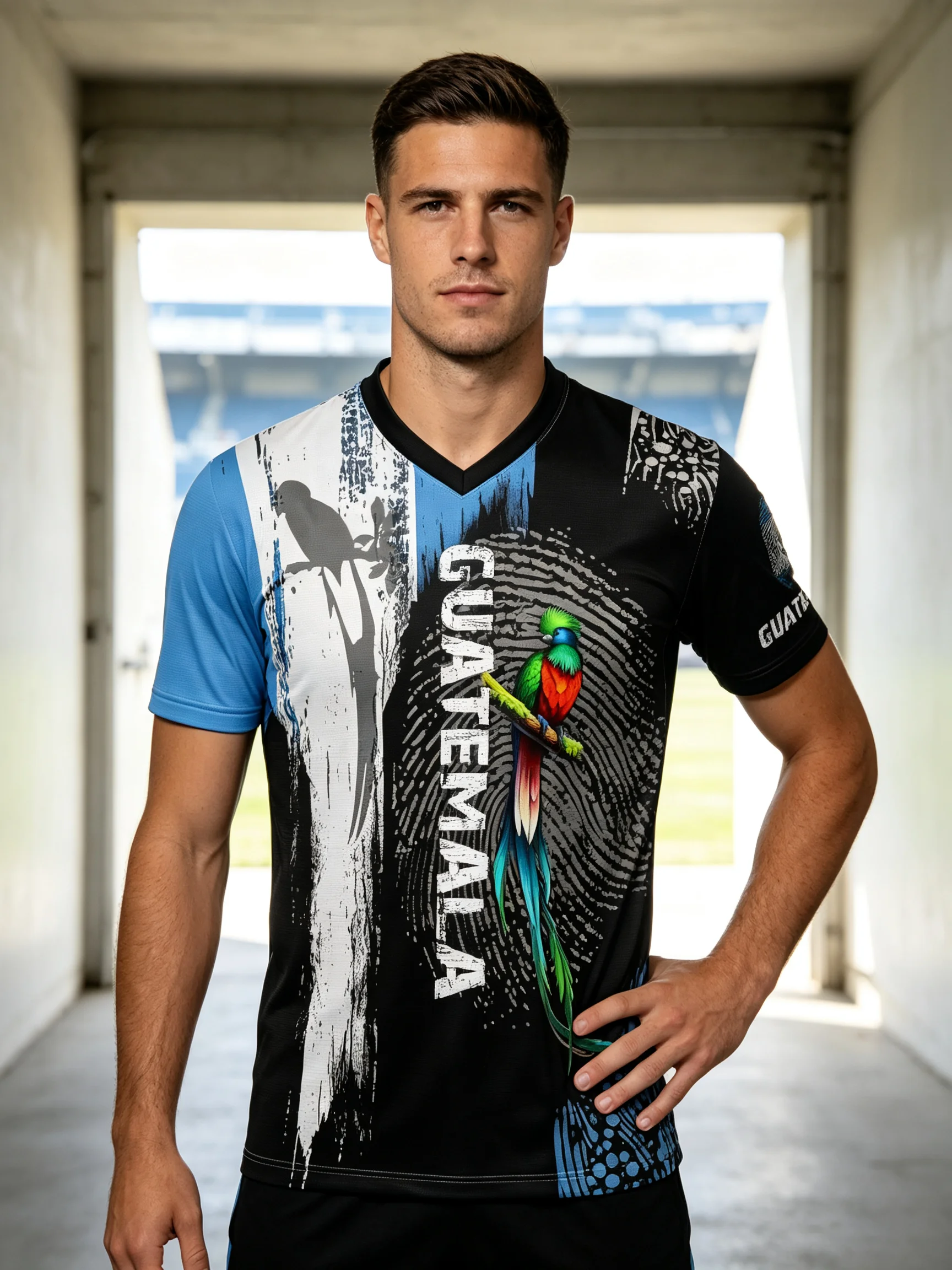 New‑arrival 2026 Guatemala football uniform, vivid national‑bird graphic, durable lightweight fabric ideal for football lovers