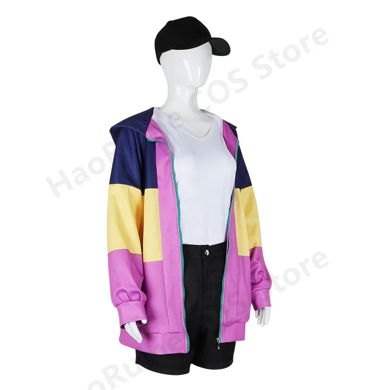 Traje de Cosplay de Anime Ya Boy Kongming Paripi Koumei Tsukimi Eiko, chaqueta con capucha, peluca rubia, sombrero, camisa, pantalones, conjunto de fiesta para niñas